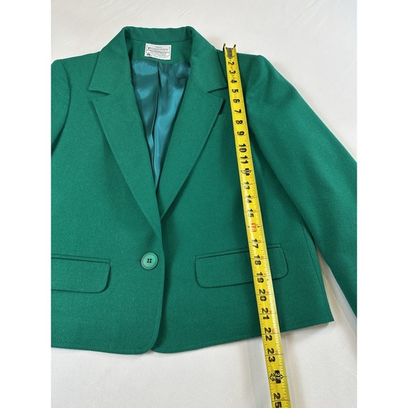 Vtg Pendleton Wool Green 2 Piece Blazer & Skirt Set Academia Sz M Office Work - Picture 14 of 15
